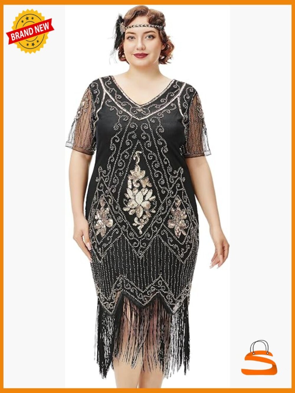 Plus Size 1920s Flapper Costume Dress Bodycon Sequin Beaded